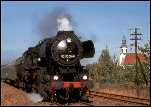 Eisenbahn & Lokomotiven: Dampflok mit Personenzug bei Oberoderwitz 1991