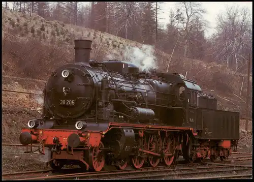 Motivkarte Verkehr & Eisenbahn Dampflokomotive 38 205 der DR 1980