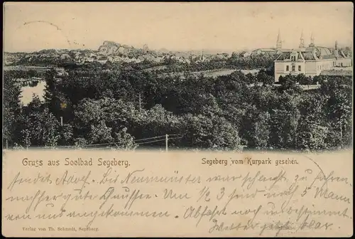 Ansichtskarte Bad Segeberg vom Kurpark gesehen. 1903