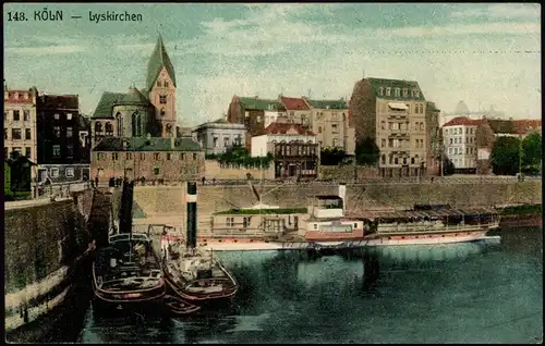 Ansichtskarte Köln Lyskirchen - Rheindampfer 1912