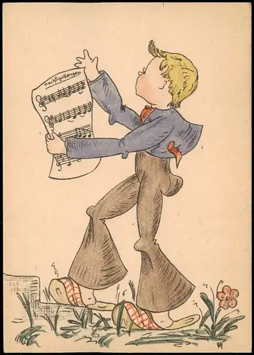 Ansichtskarte  Künstlerkarte Junge mit Liedtext 1967