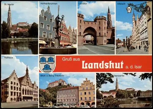 Ansichtskarte Landshut Isarpartie Altstadt Eisenbahnstr MB 1990