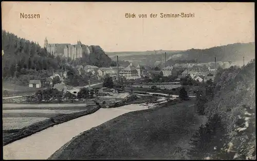 Ansichtskarte Nossen Blick von der Seminar-Bastei, Fabriken 1919