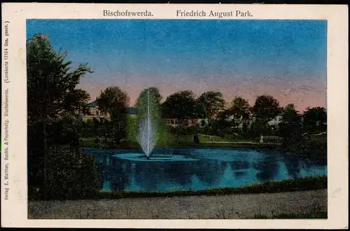 Ansichtskarte Bischofswerda Fr. August Park. LUNAKARTE 1911 Seitenrandstück