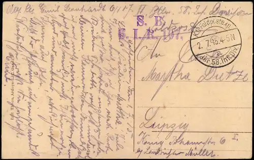 Postkaart Ardoye Coolscamstraat 1915