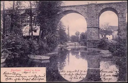 Ansichtskarte Bautzen Budyšin Viaduct u. Spree 1905