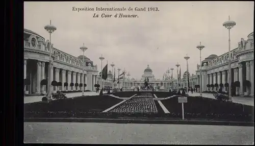 Postkaart Gent Ghent (Gand) EXPO Weltaustellung La Cour d'Honneur. 1913