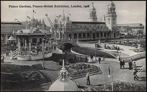 Postcard London Palace Gardens, Franco-British Exhibition 1908