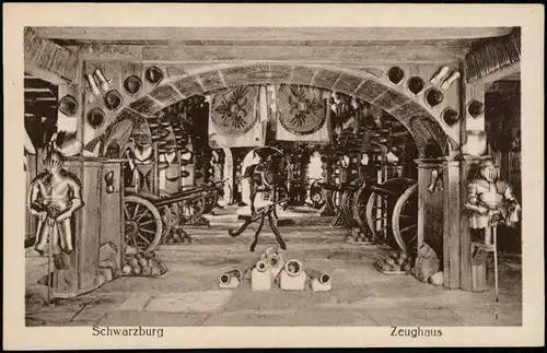 Ansichtskarte Schwarzburg Zeughaus - Schloß - Innen 1909