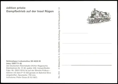 Verkehr- Eisenbahn Lokomotive Dampfbetrieb auf der Insel Rügen 1980