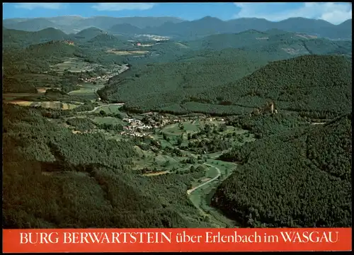 Erlenbach bei Dahn Luftbild BURG BERWARTSTEIN über Erlenbach im WASGAU 1980