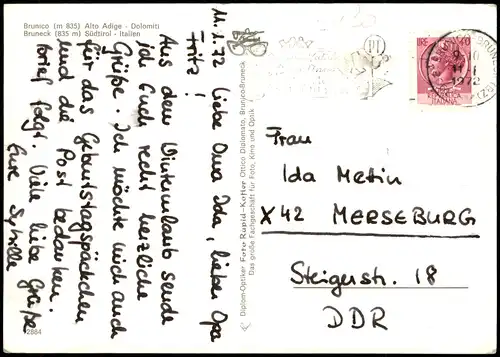 Cartoline Bruneck Pustertal Brunico Ortsansicht 1972
