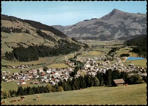 Kirchberg in Tirol Ortspanorama mit Badesee gegen Kitzbüheler Horn 1970
