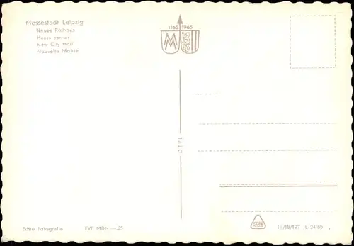 Ansichtskarte Leipzig Straßenpartie am Neuen Rathaus 1965