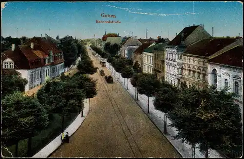 Ansichtskarte Guben Bahnhofstraße 1925