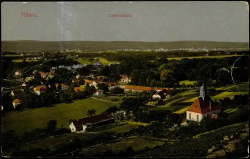 Ansichtskarte Pillnitz Blick über die Stadt 1912