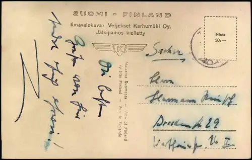 Postcard Tampere Luftbild 1932