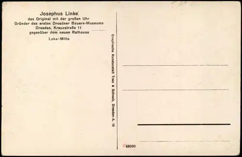 Ansichtskarte Innere Altstadt-Dresden Josephus Linke - Restaurant - Innen 1914