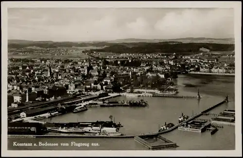 Ansichtskarte Konstanz Luftbild Stadt, Hafen, Bahnhof 1932