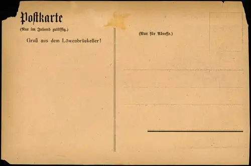 Leipzig „Löwenbräukeller“ Nicolaistr. 14. - Künstlerkarte 1913