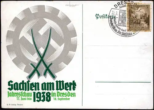 Ansichtskarte  Militär/Propaganda Sachsen am Werk Dresden 1938