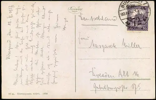 Postcard Freistadt Visegrád látképe 1926