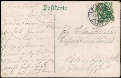 Ansichtskarte Plauen (Vogtland) Bismarckdenkmal und Stadt 1913