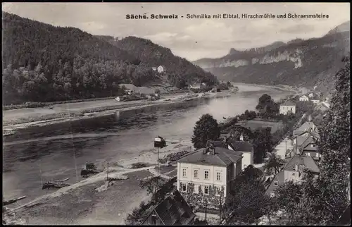 Ansichtskarte Schmilka Anleger und Stadtpartie 1919