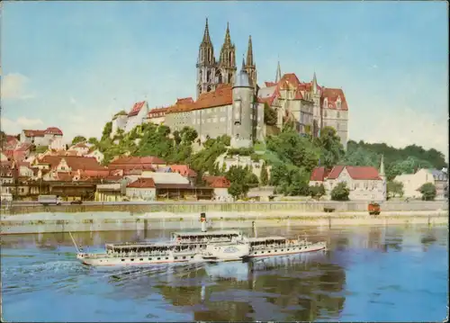 Ansichtskarte Meißen Schloss Albrechtsburg und Dom, Elbdampfer 1964