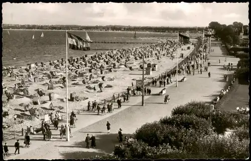 Ansichtskarte Travemünde-Lübeck Strand und Promenade 1959