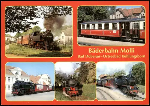 Mehrbild-AK Bad Doberan-Ostseebad Kühlungsborn Bäderbahn Molli 1990