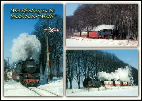 Mecklenburgische Bäderbahn Molli Mehrbild-AK der Schmalspurbahn Mecklenburg 2010