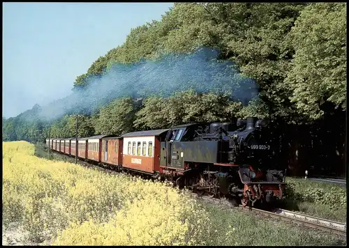 Ansichtskarte  Schmalspurbahn Molli Bäderbahn Kleinbahn mit Personenzug 1990