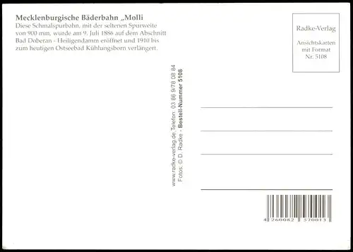 Ansichtskarte  Mecklenburgische Bäderbahn Molli mit Streckenverlauf 2000