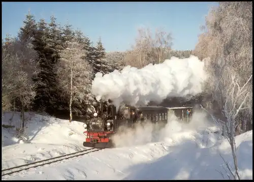 Ansichtskarte .Sachsen Schmalspur-Mueumsbahn Schönheide im Winter 1995