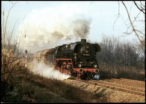 Lok 44 1093 mit Güterzug bei Göschwitz,- Herbst Landschaft 1990