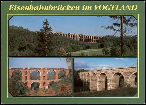 Sachsen Eisenbahnbrücken VOGTLAND Mehrbildkarte Netschkau, Jocketa, Plauen 1990