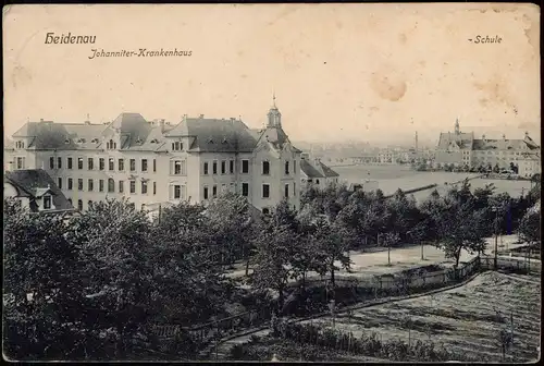 Ansichtskarte Heidenau (Sachsen) Johanniter-Krankenhaus und Schule 1911