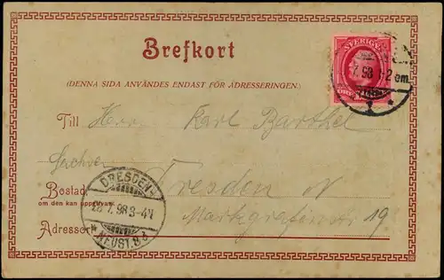 Postcard Malmö Helsning Mondscheinlitho 1898