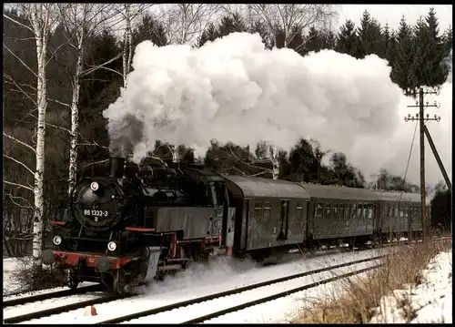 Eisenbahn Personenzug-Tenderlokomotive 86 Lengefeld Erzgebirge 1990