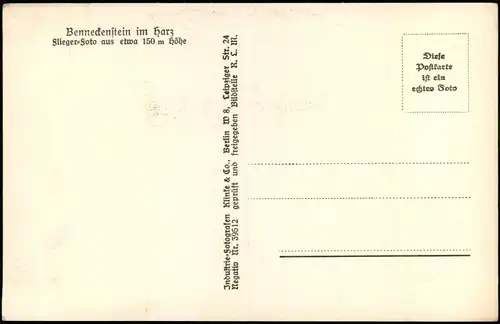 Ansichtskarte Benneckenstein Luftbild aus 150 m Höhe 1931