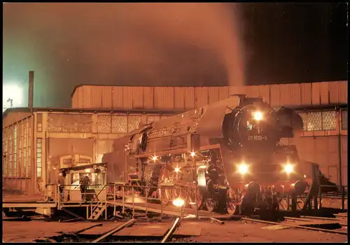 Verkehr & Eisenbahn Dampflok auf Drehscheibe Bahnhof Halberstadt 1991