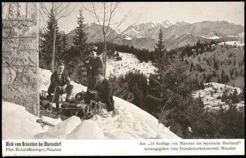 Ansichtskarte Oberaudorf Schlittenfahrt am Brünstein 1929