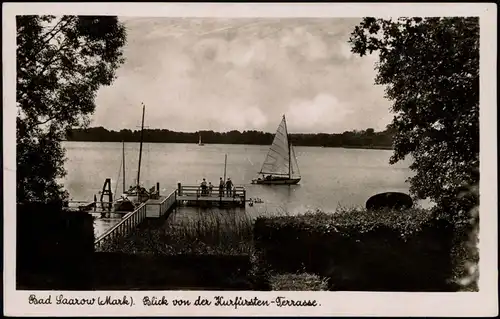 Bad Saarow Blick von der Kurfürsten-Terrasse. - Seesteg Segelboot 1939
