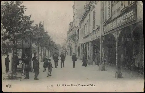 CPA Reims Reims Place Drouet d'Erlon, Geschäfte 1916