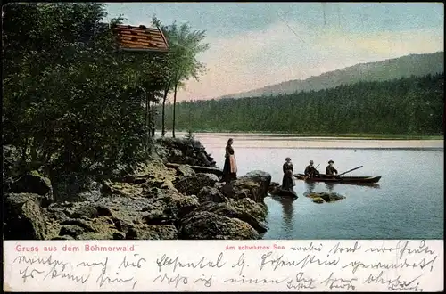 Markt Eisenstein Železná Ruda Schwarzer See (Černé jezero), Angler 1907