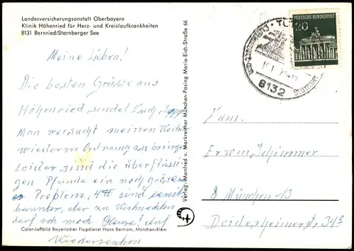 Bernried/Starnberger See LVA OB Klinik Höhenried Herz-Kreislaufkrankheiten 1975