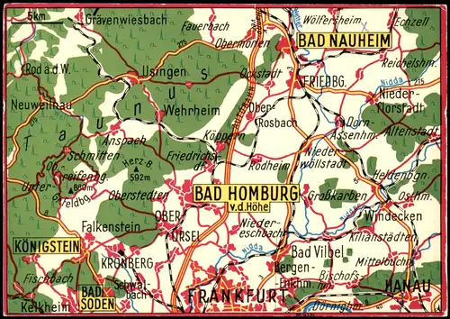 Bad Homburg vor der Höhe Umlandansicht Landkarte Region Hessen 1981