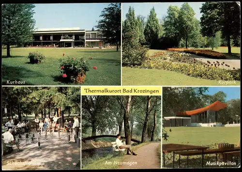 Bad Krozingen Mehrbildkarte mit Kurhaus, Kurpark, Schachspiel, Neumagen 1985
