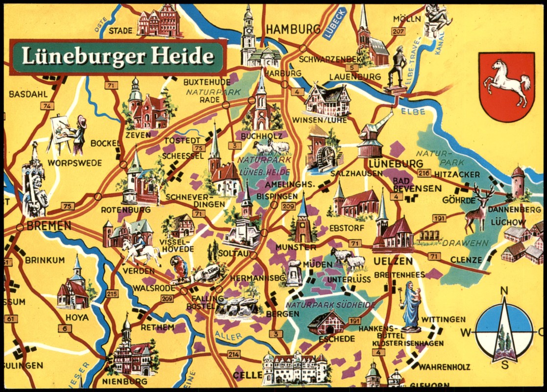 .Niedersachsen Lüneburger Heide Landkarte Region rd. um Soltau 1980 Nr ...